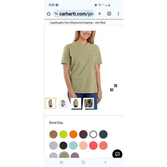 Carhartt Women’s Loose Fit Heavyweight Short-Sleeve Pocket T-Shirt, L 12-14 NWT - Picture 12 of 13